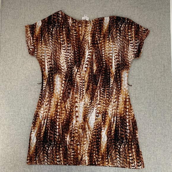 Worthington Stretch Brown Blouse Slit on Both Sides Belt Loops Large Cap Sleeve‎ - Picture 11 of 13